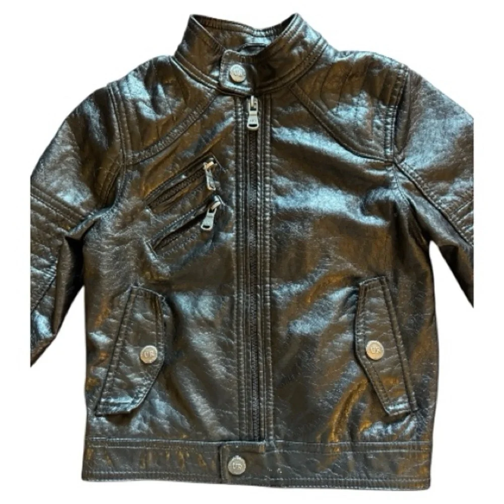 Boys Black Faux Leather Jacket